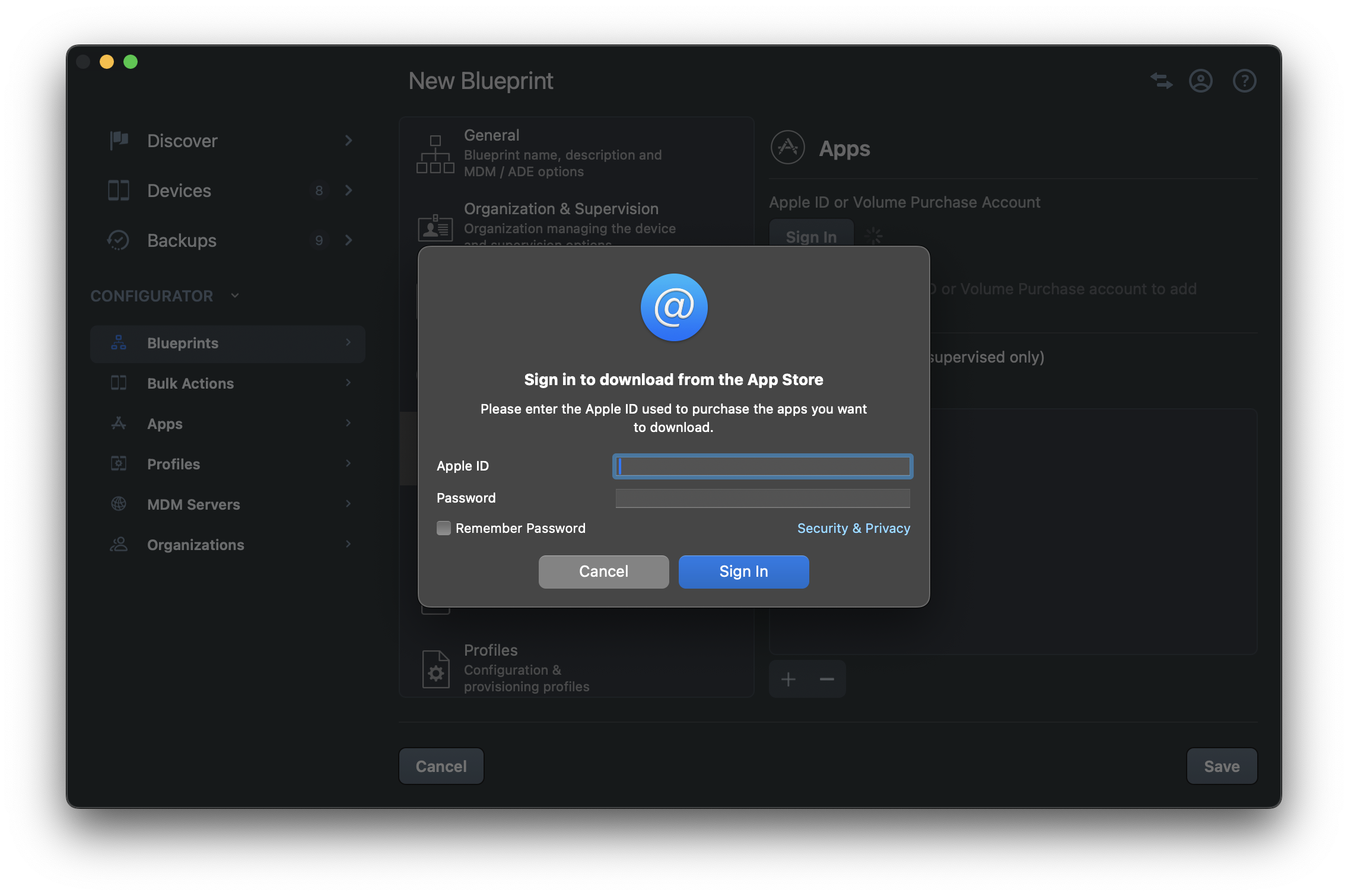 iMazing Configurator Credentials